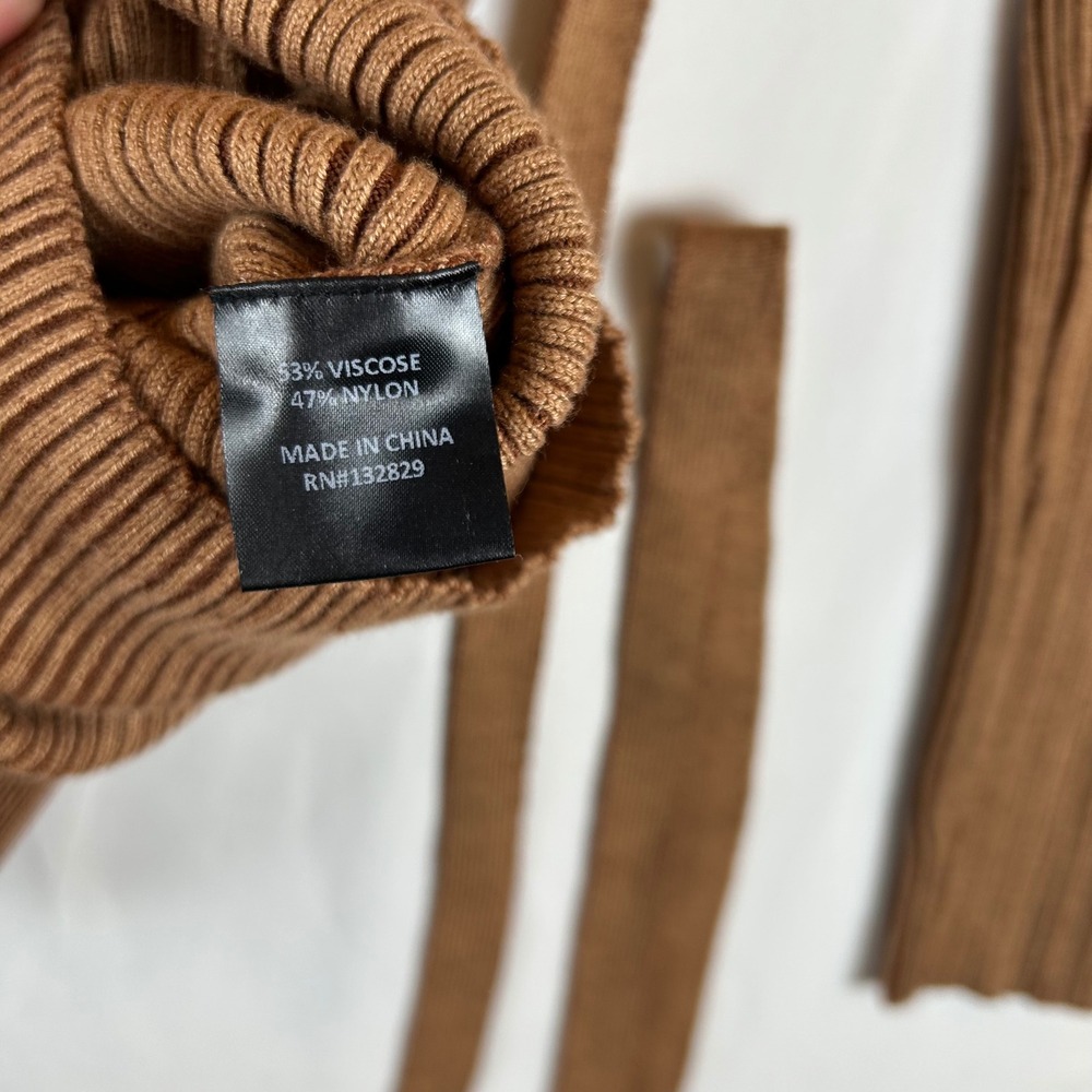 NBD Brown Ribbed Knit Stasia Halter Wrap Midi Dress Small - Picture 4 of 9